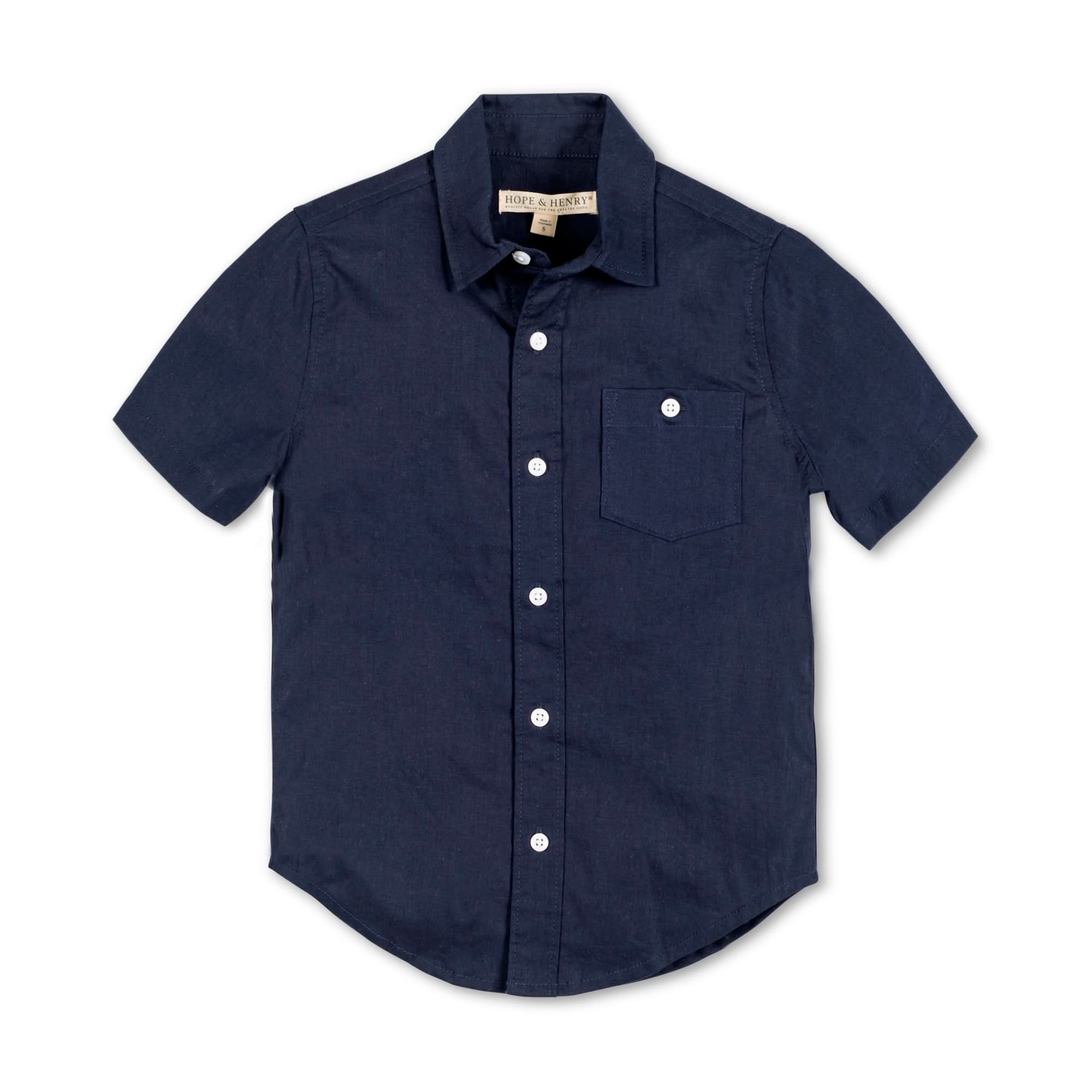 Image of Hope and Henry - Linen Short Sleeve Button Down Shirt